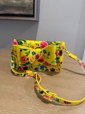 Betsey Johnson Yellow Floral Bow Crossbody Purse